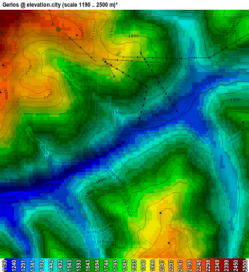 Gerlos elevation map