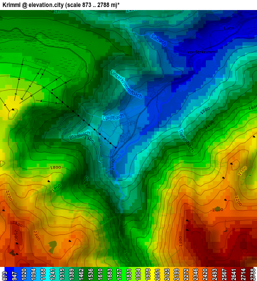 Krimml elevation map