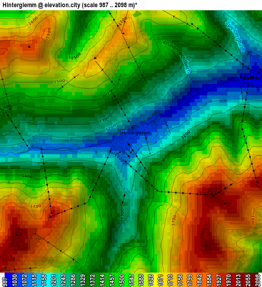 Hinterglemm elevation map