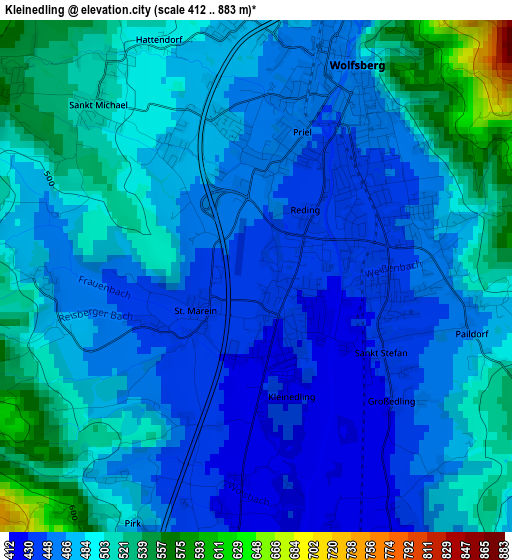 Kleinedling elevation map