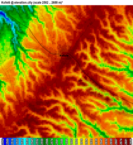 Kofelē elevation map