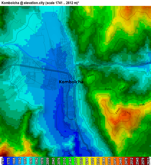 Kombolcha elevation map