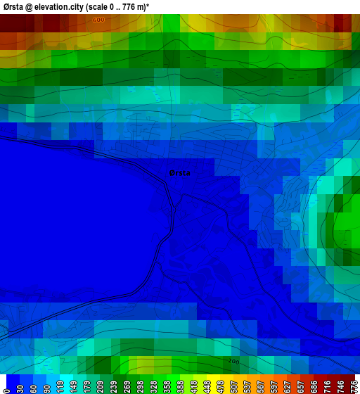 Ørsta elevation map