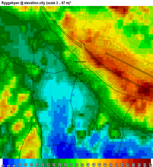 Ryggebyen elevation map