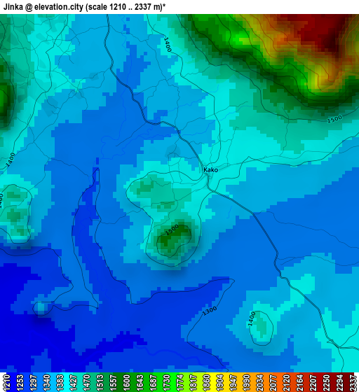 Jinka elevation map