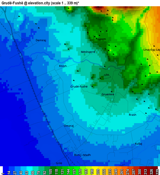 Grudë-Fushë elevation map