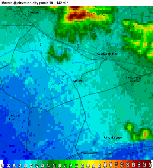 Moraro elevation map