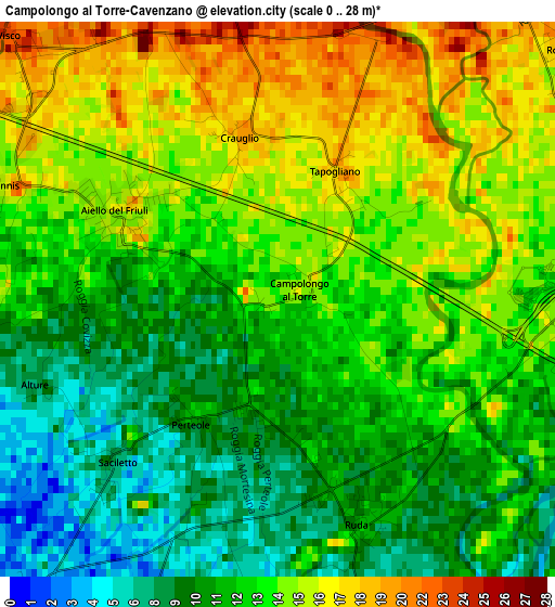 Campolongo al Torre-Cavenzano elevation map