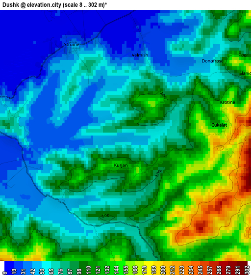 Dushk elevation map