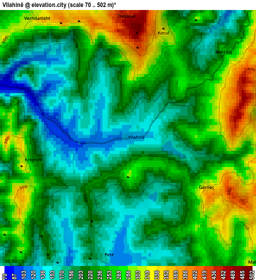 Vllahinë elevation map