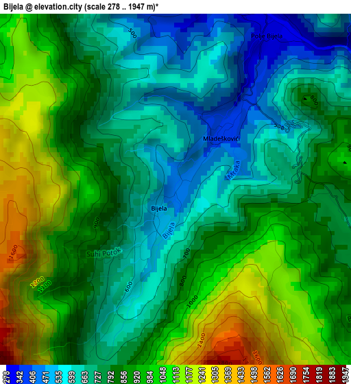 Bijela elevation map