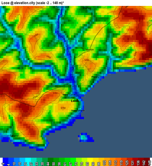 Looe elevation map