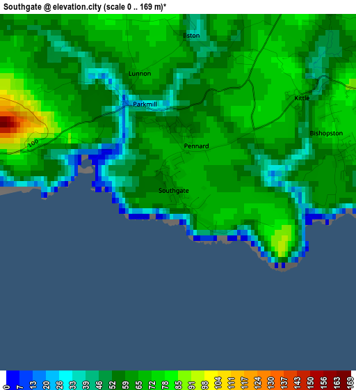Southgate elevation map