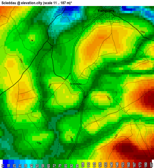 Scleddau elevation map