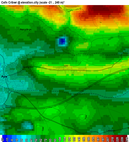 Cefn Cribwr elevation map