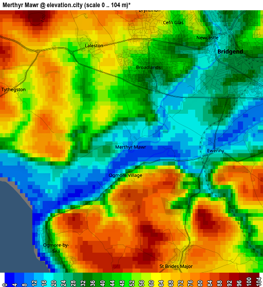 Merthyr Mawr elevation map