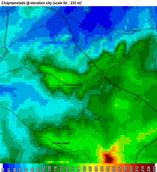 Chapmanslade elevation map