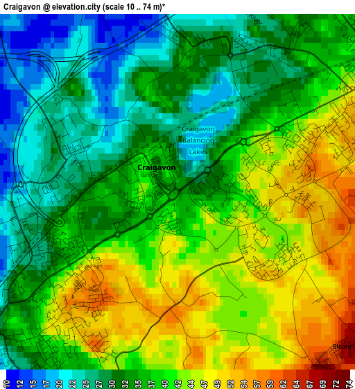 Craigavon elevation map