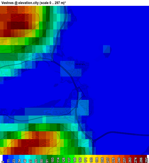 Vestnes elevation map