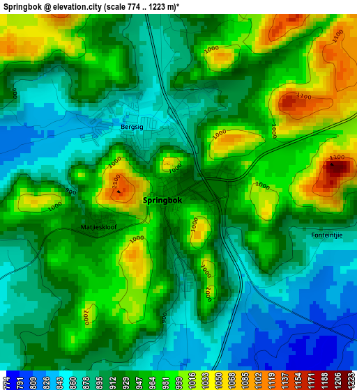 Springbok elevation map