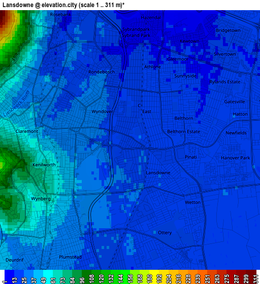 Lansdowne elevation map