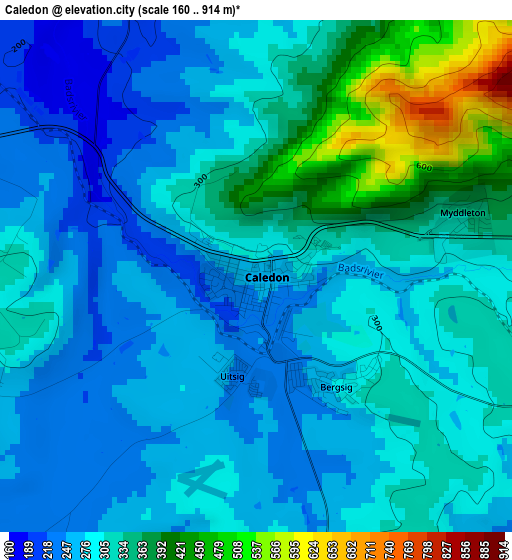 Caledon elevation map