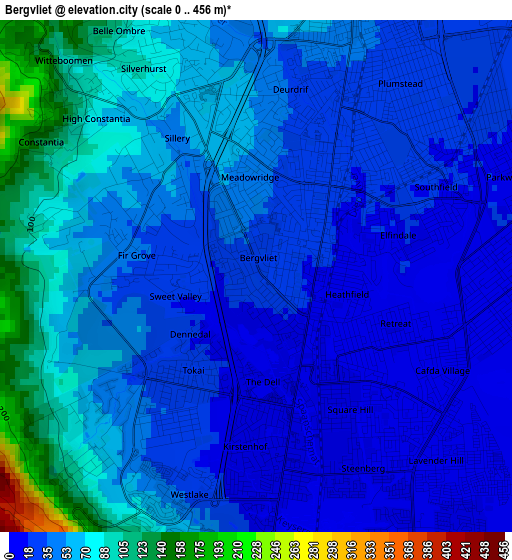 Bergvliet elevation map