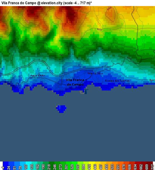 Vila Franca do Campo elevation map