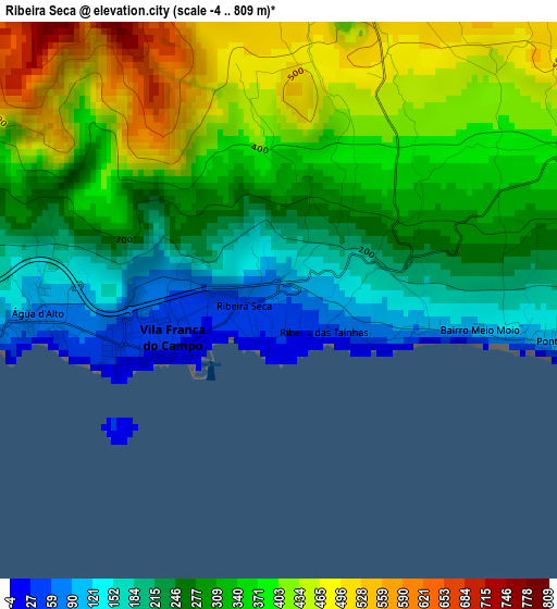Ribeira Seca elevation map