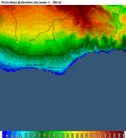 Ponta Garça elevation map