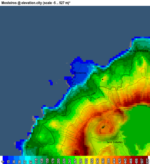 Mosteiros elevation map