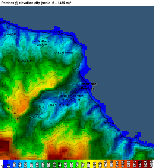 Pombas elevation map
