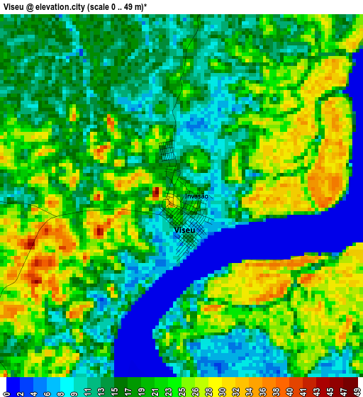 Viseu elevation map