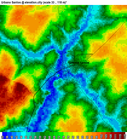 Urbano Santos elevation map