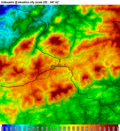 Umbuzeiro elevation map