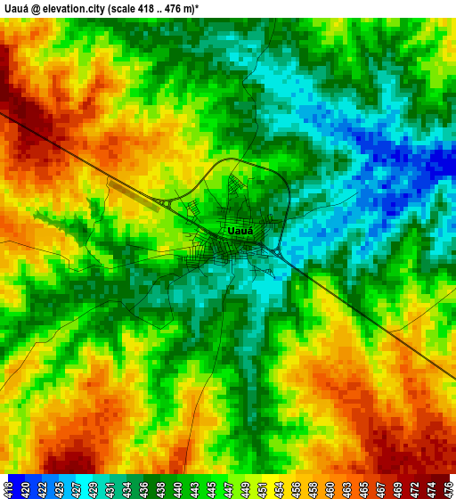 Uauá elevation map