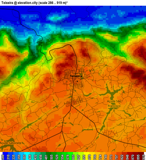 Teixeira elevation map