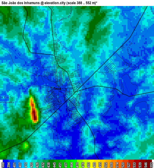 São João dos Inhamuns elevation map