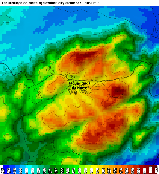 Taquaritinga do Norte elevation map