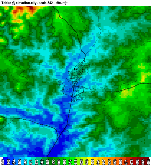Tabira elevation map