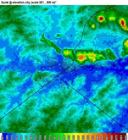 Sumé elevation map