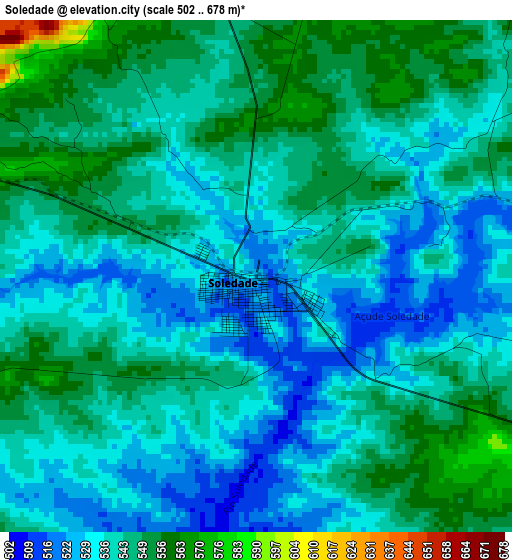 Soledade elevation map