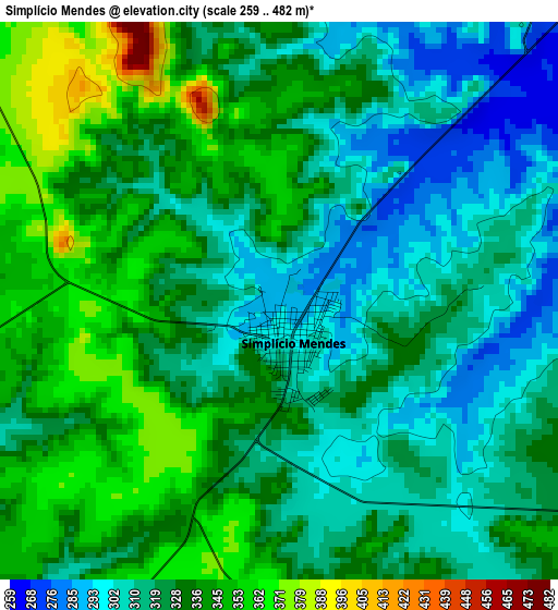 Simplício Mendes elevation map