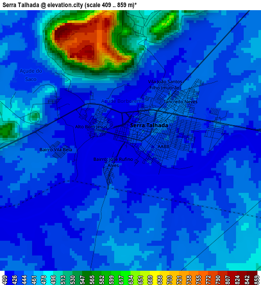 Serra Talhada elevation map