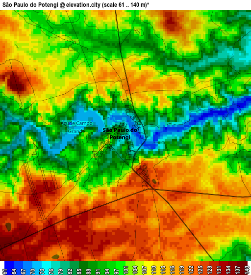 São Paulo do Potengi elevation map