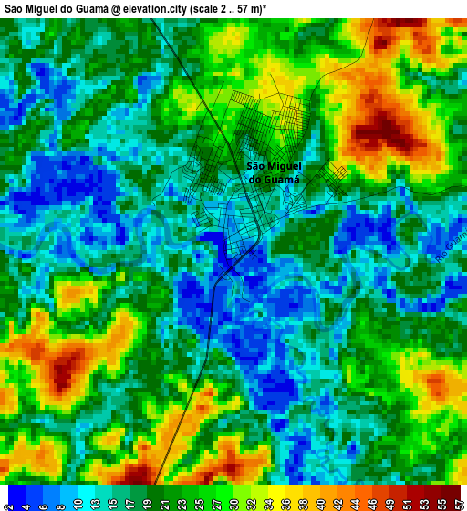 São Miguel do Guamá elevation map