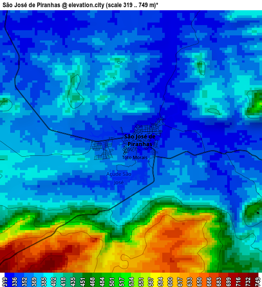 São José de Piranhas elevation map