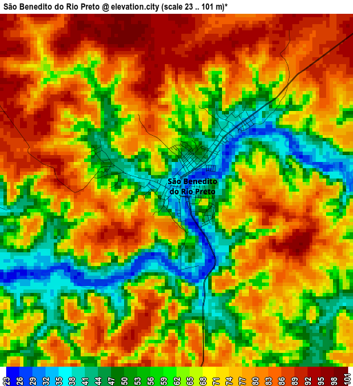 São Benedito do Rio Preto elevation map