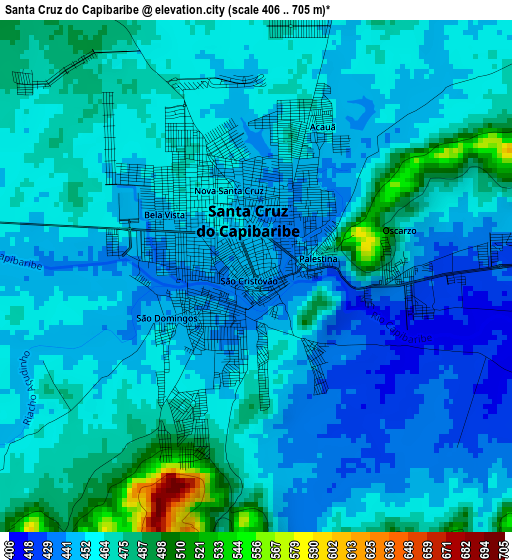 Santa Cruz do Capibaribe elevation map