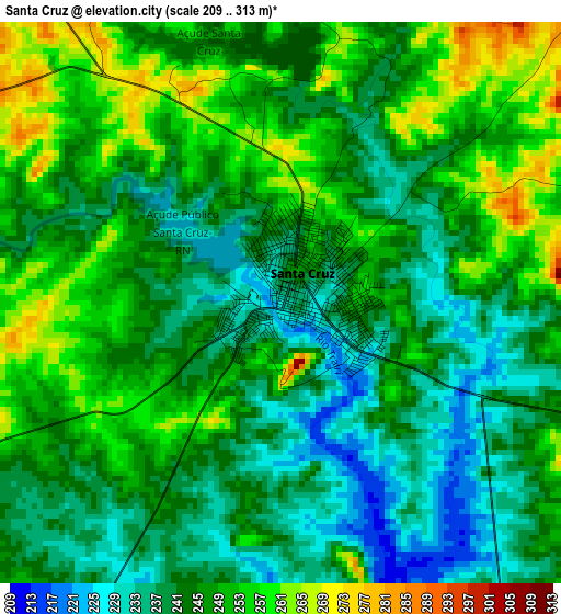 Santa Cruz elevation map